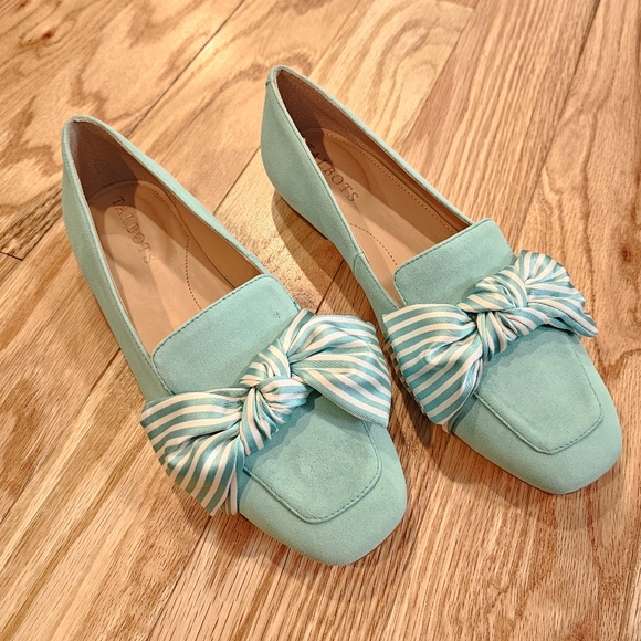 Talbots Stella Stripe Bow Suede Loafers, Size 6M - Picture 1 of 7